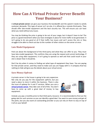 How Can A Virtual Private Server Benefit Your Business?