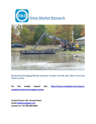 Mechanical Dredging Market Analysis, Trends, Growth, Size, Share, Forecast 2020 to 2026