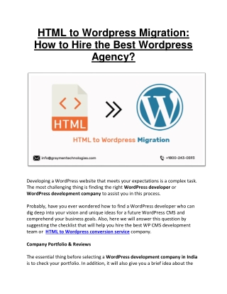 HTML to Wordpress Migration: How to Hire the Best Wordpress Agency?