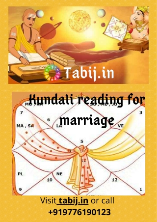 Kundali reading for marriage: Get online free kundli analysis call 919776190123  or visit tabij.in