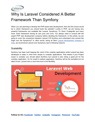 Why Is Laravel Considered A Better Framework Than Symfony