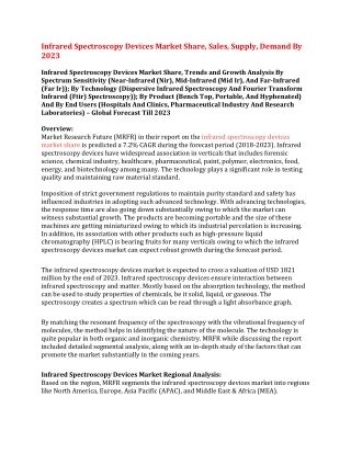 Infrared Spectroscopy Devices Market Share, Sales, Supply, Demand By 2023