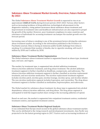 Substance Abuse Treatment Market Growth, Overview, Future Outlook By 2023