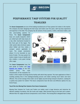 Performance Tarp Systems for Quality Trailers