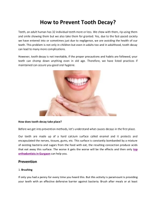 How to Prevent Tooth Decay?