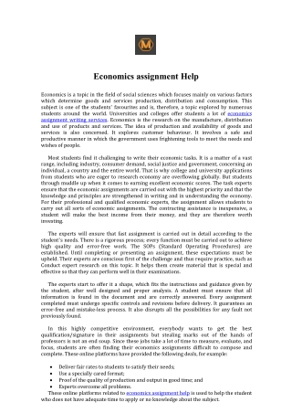 Economics Assignment Help