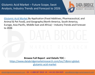 Glutamic Acid Market – Future Scope, Swot Analysis, Industry Trends and Forecast to 2026