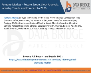 Pentane Market – Future Scope, Swot Analysis, Industry Trends and Forecast to 2026