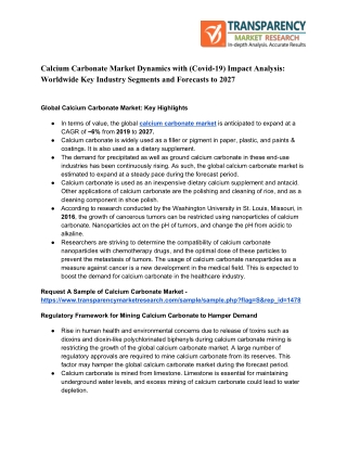 Analysis of COVID-19 Crisis-driven Growth Opportunities in Calcium Carbonate Market