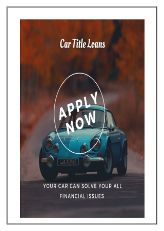 Now get a money solution on Car Title Loans Toronto