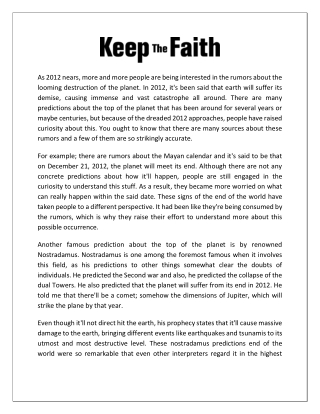 End Of The World Bible | Keep The Faith