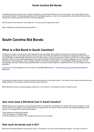 South Carolina Bid Bonds