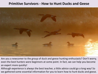 Primitive Survivors - How to Hunt Ducks and Geese