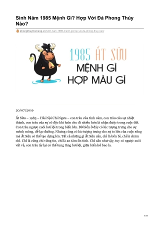 Sinh Năm 1985 Mệnh Gì? Hợp Với Đá Phong Thủy Nào?