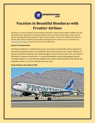 Vacation in Beautiful Honduras with Frontier Airlines
