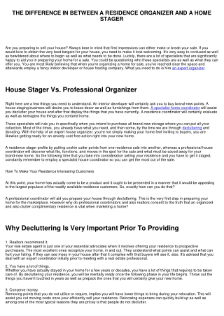 THE DISTINCTION IN BETWEEN A RESIDENCE COORDINATOR AND A RESIDENCE STAGER