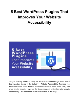 5 Best WordPress Plugins That Improves Your Website Accessibility