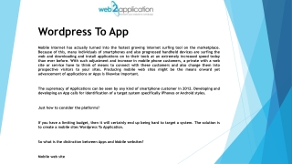 Wordpress To App