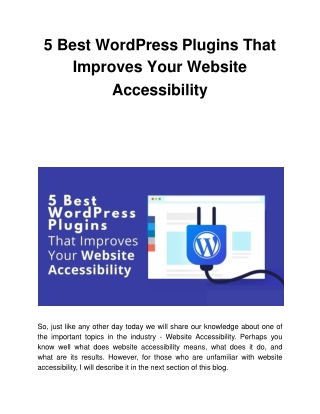 5 Best WordPress Plugins That Improves Your Website Accessibility