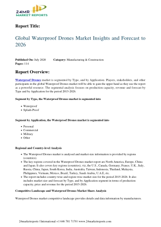 Waterproof Drones Market Insights and Forecast to 2026