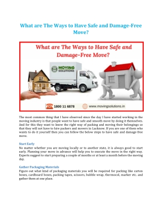 What are The Ways to Have Safe and Damage-Free Move?