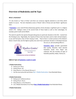 Overview of Rudraksha and Its Type