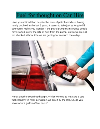 Fuel for thought on Car Hire