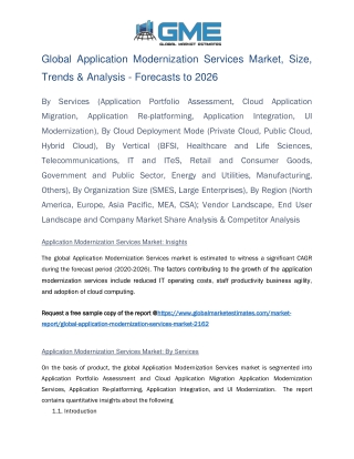 Global Application Modernization Services Market Share, Trends and Analysis - Forecasts 2026