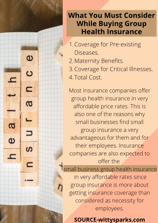 What You Must Consider While Buying Group Health Insurance