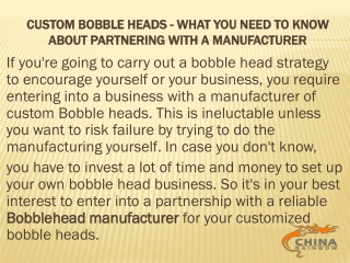 Custom Bobble heads - What You Need to Know about Partnering with a Manufacturer