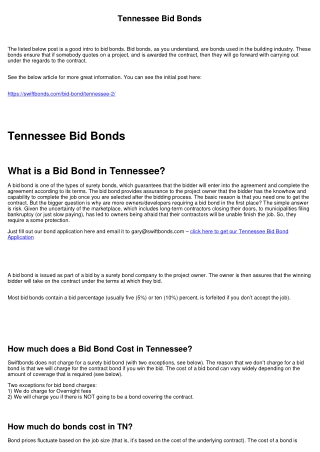 Tennessee Bid Bonds