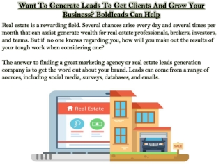 Want To Generate Leads To Get Clients And Grow Your Business? Boldleads Can Help