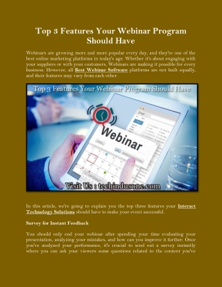 Top 3 Features Your Webinar Program Should Have