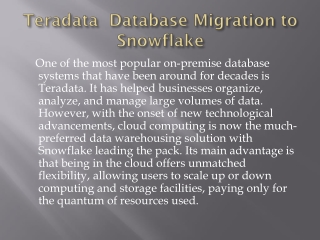 Teradata To Snowflake