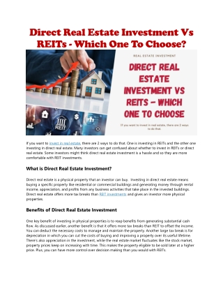 Direct real estate investments