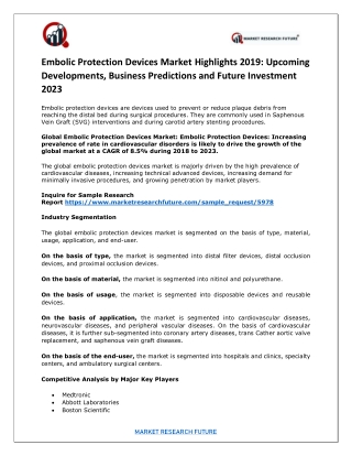 Embolic Protection Devices Market Research Report – Forecast to 2023