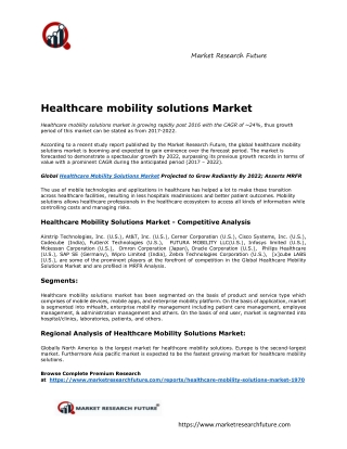 Healthcare Mobility Solutions Market Research Report - Global Forecast To 2023