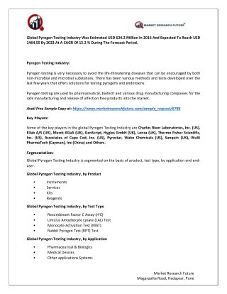 Pyrogen Testing Industry Research Report - Global Forecast till 2025