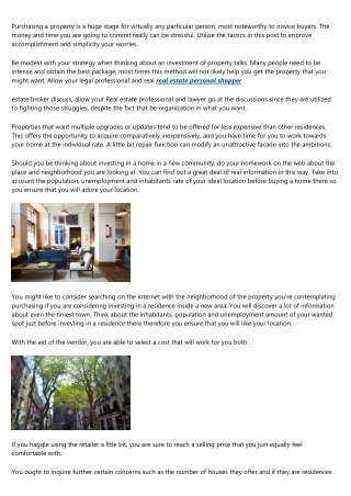 Real Estate Acquiring Advice And Tips Right here