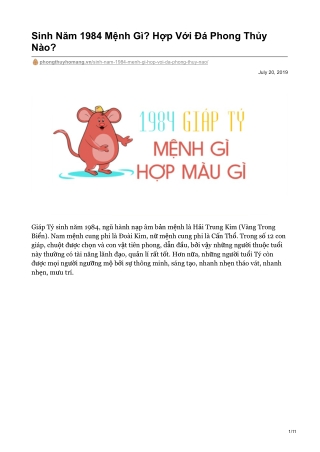 Sinh Năm 1984 Mệnh Gì? Hợp Với Đá Phong Thủy Nào?