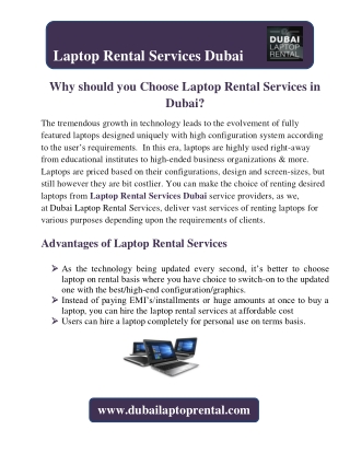 Why Should you Choose Laptop Rental Services in Dubai?