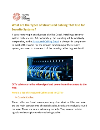What are the Reliable and Secure Network Cabling Services in Dubai