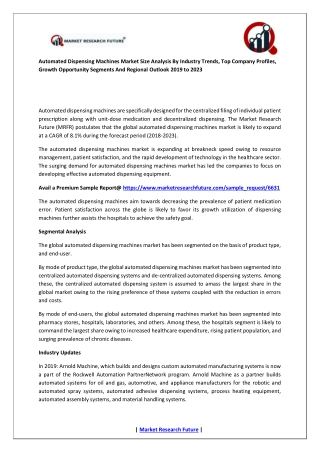 Automated Dispensing Machines Market Research Report-Global Forecast till 2025