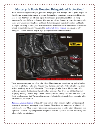 Motorcycle Boots Houston Bring Added Protection!