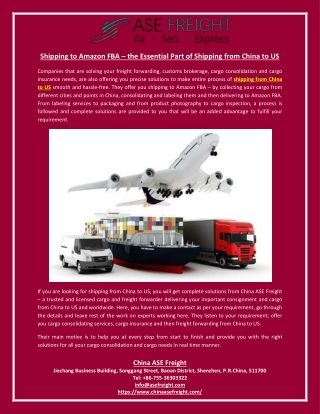 Shipping to Amazon FBA – the Essential Part of Shipping from China to US