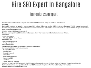 Hire SEO Expert In Bangalore | Result-oriented SEO | bangaloreseoexpert.com