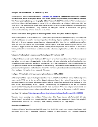 Intelligent PDU Market by Type & Geography - Global Forecast 2023 | MarketsandMarkets