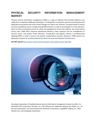 PHYSICAL SECURITY INFORMATION MANAGEMENT MARKET