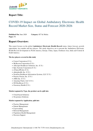 Ambulatory Electronic Health Record Market Size, Status and Forecast 2020-2026