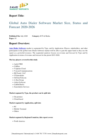 Auto Dialer Software Market Size, Status and Forecast 2020-2026